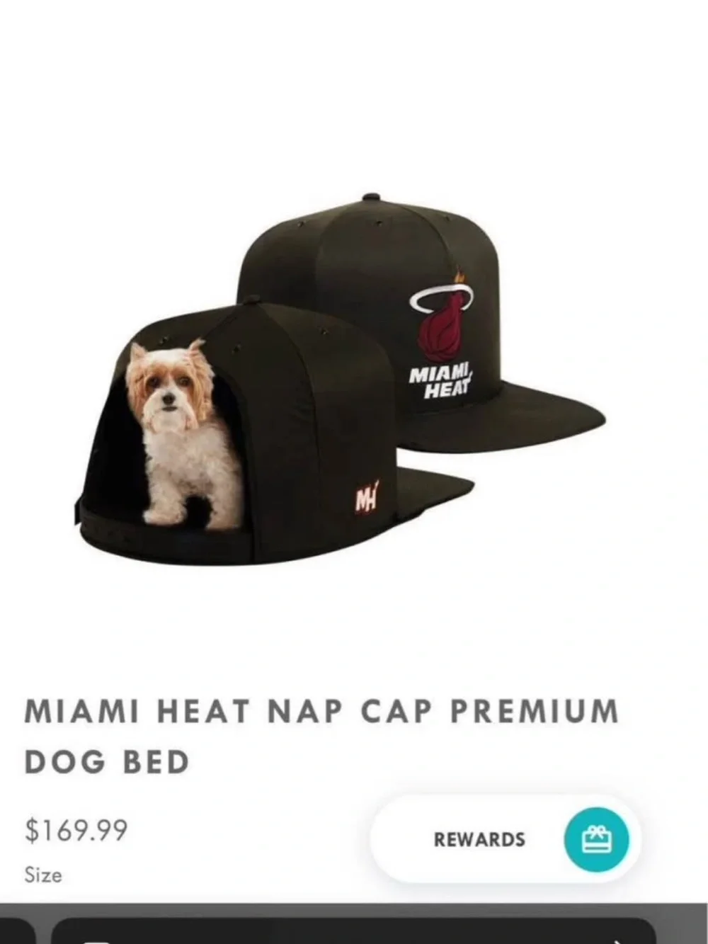 Dog Bed Miami Heat Black Cap with Team Logo